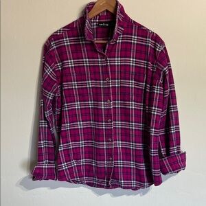 Women’s Flannel Plaid Button-Up Shirt - Pink